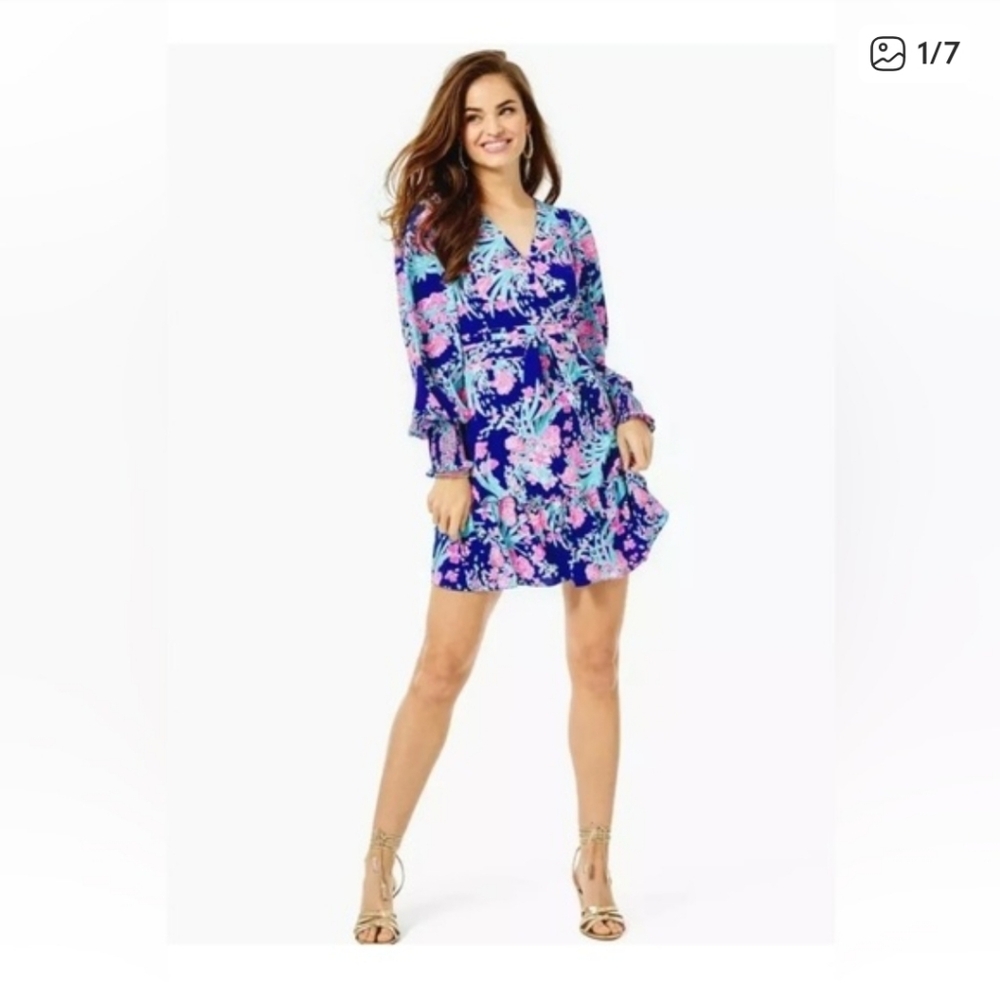 Lilly Pulitzer Rosie Stretch Dress Corsica Blue Toucan Party Size 16 NWT